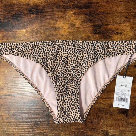 Shade & Shore Swim Ribbed Low Coverage Cheeky Bikini Bottom Animal